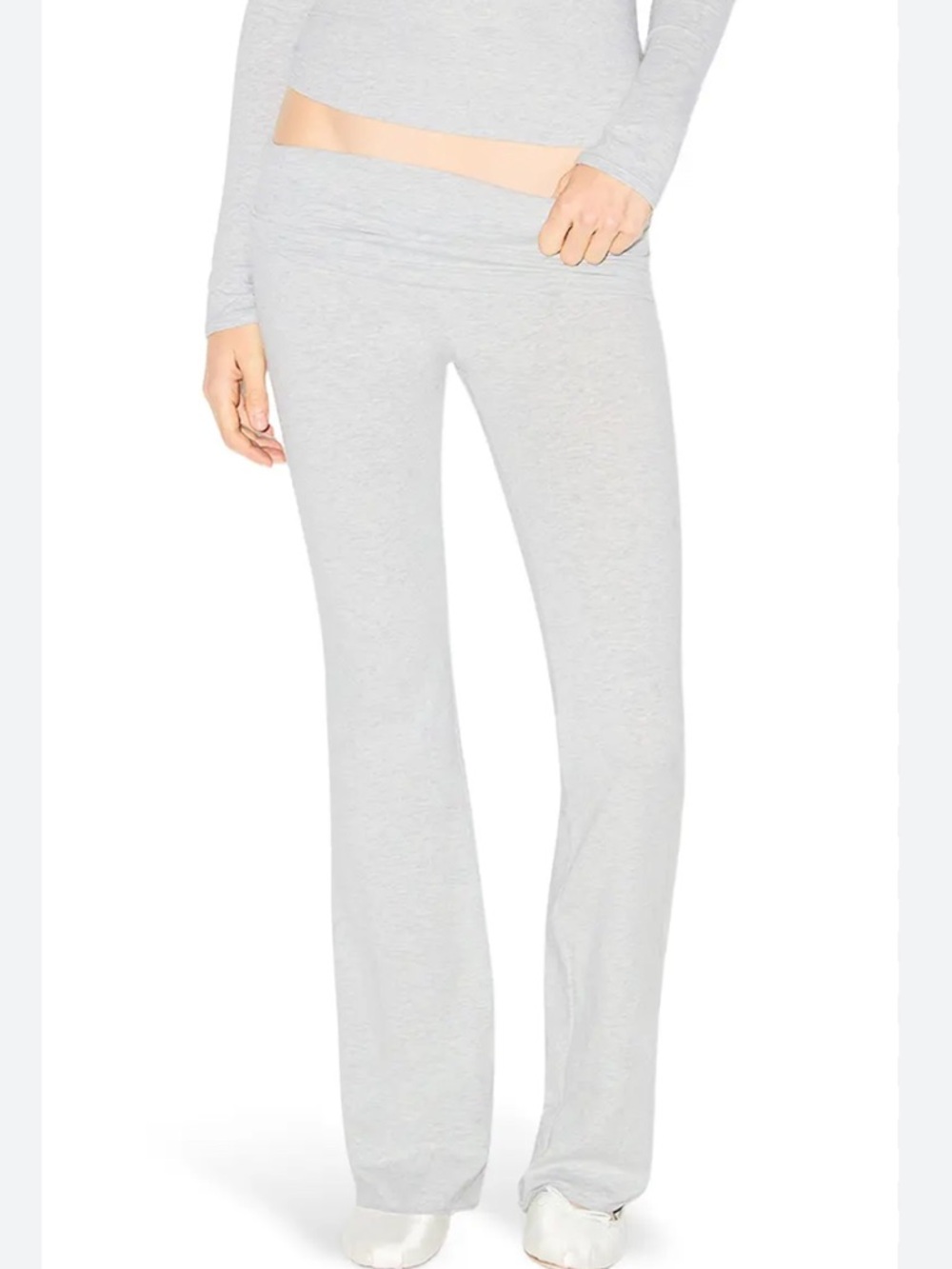SKIMS Light Gray Cotton Jersey Foldover Lounge Pants - Picture 2 of 9